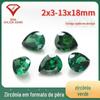Pedra preciosa artificial em forma de pêra zircônio verde pedra nua face gota em forma de zircônio verde cz gema esmeralda sintética
