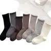 Calcetines Apilados Meilade para Mujer Calcetines de Color Sólido Primavera y Otoño Calcetines Caña Media Color Caqui Combinados con Zapatos Birkenstock Calcetines Largos Sin Costuras