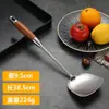 Espátula de acero inoxidable 304 pala para cocinar pala para olla con mango de madera de palo de rosa utensilios de cocina cuchara para sopa Colador
