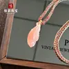 Colgante de Jade Patrón de Dragón Rojo Natural Paz y Seguridad, Colgante de Jade Flor de Melocotón Seda Dorada, Adorno de Jade, Joyería de Placa de Jade