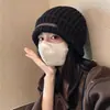 Gorro de Lana de Punto Coreano de Gran Circunferencia para Mujer Otoño e Invierno, Hace que la Cara se Vea Más Pequeña, Cálido y Versátil, Gorro de Punto Moderno