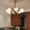 Lámpara de sala de estar de cobre macizo y madera estilo francés de mediados de siglo, luz de vestíbulo principal, candelabro retro vintage para comedor y dormitorio