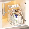 Estante de Almacenamiento Extraíble para Lavabo de Baño Gabinete Debajo del Almacenamiento Caja de Almacenamiento Lavamanos de Inodoro Cesta Desplegable Estante por Capas