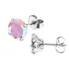 Aretes Stud de Acero Inoxidable 316 de Cuatro Garras con Circonita Brillante Transfronterizos para Mujer, Aretes Incrustados de Diamantes, Joyería Simple de Studs para Cartílago