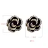 Clip de Oreja Romántico de Camelia con Aguja de Plata 925 Sentido de Alto Nivel Celebridad Elegante Pendientes Retro Franceses Pendientes de Moda Versátiles