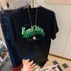Playera de Moda Fresca de Seda de Hielo Playera Moderna de Cuello Redondo Top Ropa Estampado de Letras Combinable Casual Corta para Hombre y Mujer Mismo Estilo