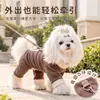 Ropa Sencilla de Bloques de Color Otoño e Invierno para Perro Caliente de Forro Polar Ropa Cálida para Casa de Cuatro Patas Se Puede Atar Correa Ropa para Mascota Gato