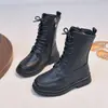 Botines para Niñas Otoño Invierno 2026 Nuevos Botas Martin Estilo Británico Negro Niños Medianos y Grandes Niñas Pequeñas Botas de Piel Botas Individuales para Niños