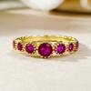 Anillo fino de zafiro rojo de plata S925 anillo de personalidad de moda anillo fino con fila de diamantes estilo frío ins moderno Diario