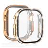 Aplicável ao Apple Watch8, capa protetora galvanizada com película Diamond Shell de fileira única e película temperada com diamantes embutidos.