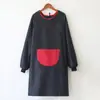 Avental Espesso Quente Outono e Inverno Manga Longa Cozinha Casa Jantar Trabalho Macacão Feminino Peça Externa à Prova de Vento Roupa de Trabalho Estampada