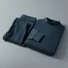 Conjunto de Roupa Íntima Térmica Masculina para Outono e Inverno Slim Fit Camada Base Tops e Calças Finas para Meia-Idade e Idosos