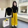 Conjunto de Outono para Meninas Jaqueta Pequena Infantil Roupas de Outono Roupa Esportiva Meninas Grandes Estiloso Conjunto de Duas Peças para o Início do Outono
