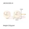 Brincos de Pérola em Aço Titânio Jingqiao Transfronteiriços Ouro 18K Joias de Alto Padrão Brincos de Aço Inoxidável Joias de Design de Nicho