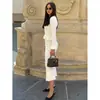 Vestido Otoño/Invierno 2025 con Cintura Ceñida, Mangas Acampanadas, Parte Superior de Punto + Vestido Traje de Cola de Pez, Estilo Largo para Otoño e Invierno