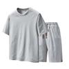 Nueva Ropa Holgada de Moda para Hombre de Verano Marca de Moda Estudiante Camiseta de Manga Corta Jacquard Seda de Hielo Top Cuello Redondo Dos Piezas Casual