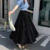 Saia de Renda Feminina Primavera e Verão 2025 Novo Estilo Elegante Longa Grande Balanço Saia Guarda-chuva Saia de Renda Bordada Saia Longa em Linha A