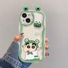 Bonita funda de rana para Apple 16PRO, iPhone 15, de silicona, resistente a caídas, con orificios finos de 14" y 7/8".