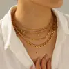 Collar de cadena de titanio y acero inoxidable en capas, estilo europeo y americano, no se decolora, versátil para el uso diario, diseño simple