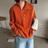Nuevo suéter de punto grueso con media cremallera y cuello alto para otoño e invierno, estilo casual europeo y americano, holgado