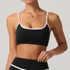 Sutiã Esportivo Color Block de Secagem Rápida com Alça Fina Reunião à Prova de Choque com Bojo Sutiã de Yoga para Corrida ao Ar Livre Fitness Anti-Queda