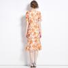 Vestido Floral de Lunares Vestido Largo Platycodon Descanso para el Té Falda Francesa de Cola de Pescado Cinturón con Cordón Cadera Falda con Abertura