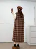 Vestido Sem Manga Feminino Lã Xadrez Simples Retrô Solto Inverno 2025 Tendência Atacado