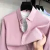 Algodón+LanaCamisa de Manga Larga para Hombre con Cuello de Solapa, Nueva Camisa Casual de Negocios de Lujo Ligero para Hombre