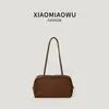 Bolsa de ombro tipo almofada Boston transfronteiriça, estilo coreano casual retrô, bolsa de mão em camurça Melard, bolsa de ombro para mulheres, adequada para o trabalho