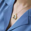 Colgante de jade de Hotan bañado en oro artículo estilo palacio moda retro moda estilo chino lujo cadena para clavícula de dama