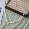 Moda de Lujo Ligero Colgante Flor de Jardín Monet Collar de Perlas Personalidad Temperamento Femenino Dulce Versátil Cadena para Clavícula Venta al por Mayor