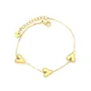 Pulseira Popular em Formato de Coração Transfronteiriça Design de Nicho Ins Joias de Coração de Alto Padrão Pulseira de Aço Inoxidável Banhada a Ouro 18K