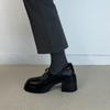 Zapatos de una sola capa Lefu elevados pequeños para el día a día que combinan con todo, zapatos retro de piel pequeña para mujer con suela gruesa y punta redonda