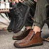 Botas Populares de Couro Transfronteiriças para Homens, Novos Modelos de Outono e Inverno, Botas Curtas de Cano Alto de Tamanho Grande, Botas Martin de Estilo Britânico Quentes