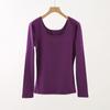 Ropa de algodón para otoño para mujer, camisa delgada para usar debajo, suéter de algodón para otoño e invierno, ajustado, cuello U grande, suéter de algodón, ropa interior térmica