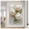 Pintura Decorativa para Sala de Estar Tulipa Estilo Creme Pintura para Pendurar na Parede de Fundo do Sofá Corredor de Entrada Murais Pintura de Porcelana de Cristal