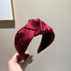 Ankesela Diadema Roja Nueva Chinoiserie Color Puro Satén Pedrería Diadema Cráneo Alto Anudada Agujero para el Cabello Lazo Pasador