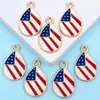 Bandera Americana del Día de la Independencia Transfronteriza Colgante Individual Accesorios para Joyería DIY Aleación de Goteo de Aceite Collar Pulsera Venta Directa de Fábrica