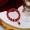 Aguja de Plata Año Nuevo Chino Pixiu Incrustado de Diamantes Set de Tres Piezas Estilo Nacional Pulsera de Cuentas Suerte Llevando Pendientes Collar Mujer
