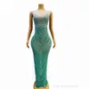 Vestido Brillante Ajustado con Pedrería y Lentejuelas Estilo Europeo y Americano Vestido para Fiesta de Cóctel Disfraz para Actuación Nocturna