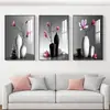 Pintura Decorativa para Sala de Estar Estilo Nórdico Planta Verde Fresca Flores Mural Celebridad de Internet Pared de Fondo para Sofá Dormitorio Sencillo
