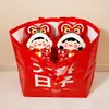 Bolsa de casamento com frete grátis, bolsa de presente portátil, sacola de compras de casamento à prova d'água de grande capacidade, bolsa de armazenamento vermelha para o grande dia