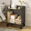 Mesa de cabeceira para quarto de apartamento pequeno, prateleira de armazenamento classificada tipo gaveta de ferro, prateleira multifuncional em camadas ao lado da cama