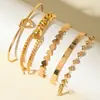 Moda Retro Transfronteriza Europea y Americana Pulseras en Capas Exageradas Geométricas Simples Patrón de Olas Flor Abierta Lisas