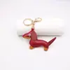 Chaveiro de Couro PU Dachshund Pingente para Bolsa Carro Mochila Escolar Pingente Decorativo Feminino Acessórios de Filhote Boutique