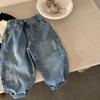 Jeans Rasgados para Meninos 2025 Novo Primavera e Verão Estilo Coreano Calças Torre Infantil Bebê Primavera Calças da Moda