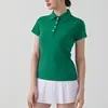 Nueva Camisa Polo con Cuello para Mujer, Color Sólido Ceñidor de Cintura Secado Rápido Ropa de Tenis, Versátil Manga Corta Deportiva Ropa de Yoga, Top de Fitness