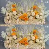 Nuevo arreglo floral de lugar de boda flor artificial decoración de boda fila de flores terminada pasarela camino arte floral boda flor artificial