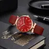 Reloj de Cuarzo para Mujer con Correa de Imitación de Cuero, Lazo y Relieve de Hojas, Moda Transfronteriza