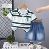 Conjunto de Ropa de Verano para Niños 2026 Nuevo Estilo Bebé Lactante Delgado Camisa POLO de Manga Corta Conjunto de Dos Piezas Ropa Guapa para Bebé Moderna